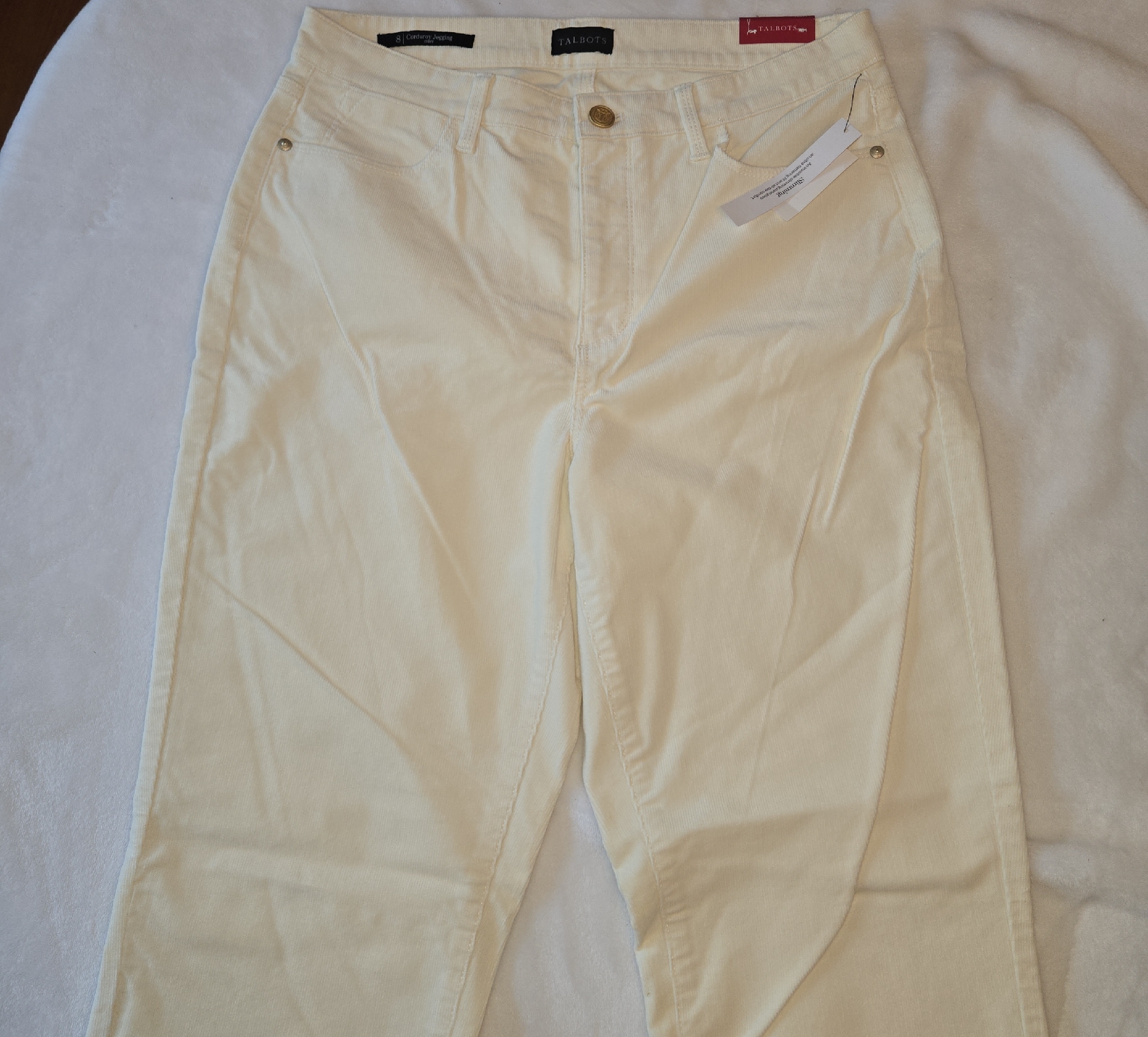 Talbots Cream Cordoroy Pants, Size 8